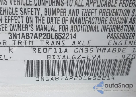 2013 Nissan Sentra Sl из США, поврежденный, VIN 3N1AB7AP2DL652214